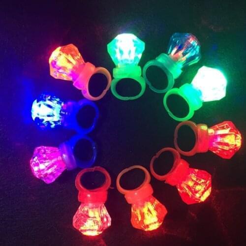 Kid Toys Glowing Rings Simulation Diamond Gemstone Rings Finger Lights Wedding Bar Glow In The Dark In Toys LED Party Supplies