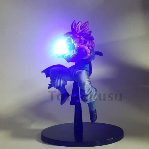 Dragon Ball Z Action Figures Gogeta Super Saiyan Power Up Anime Dragon Ball Super Goku Vegeta Fusion Model Toy DBZ Led Lights