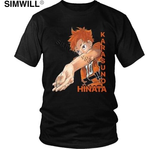 Mens Cotton Haikyuu Tshirt Short Sleeve O-neck Shoyo Hinata Karasuno T-shirt Anime Manga Volleyball Leisure Tee Gift Clothing