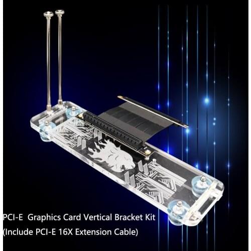 PCI- E 3.0 16X Cable Graphics Card vertical kickstand/base with RGB LED Light and PCI-E Extension cable for DIY ATX case