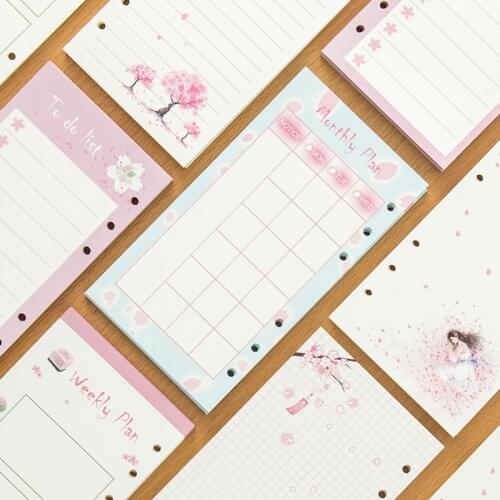 Multicolor n10 Coil Multicolor Cherry Blossoms Inside Paper 6holes Diary n25 Page Supplies Gift Student Supply A5 A6