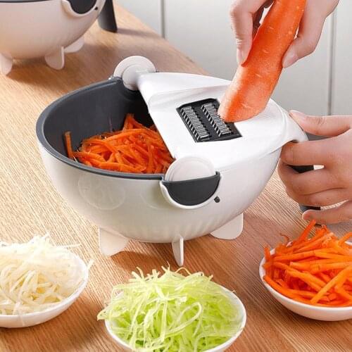9 in 1 Multi-functional Drain Basket Vegetable Cutter Vegetable Fruit Slicer Grater Cut & Vegetables Fruits Kitchen Tools