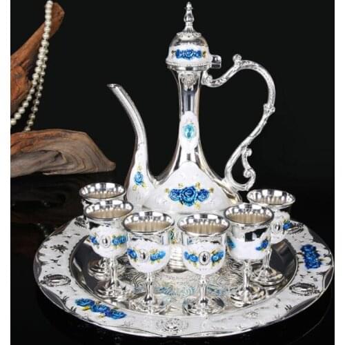 Fashion 8pcs/set gold/silver decorative wine set whiskey decanter whisky set wine gifts for Christmas decoration JJ114