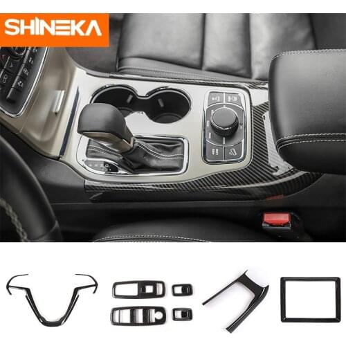 SHINEKA Interior Mouldings For Jeep Grand Cherokee Car Inner Carbon Fiber Decoration Stickers Kit For Jeep Grand Cherokee 2014