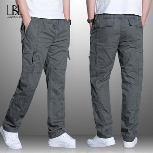 Mens Elasticity Rugged Cargo Pants Tactical Pants Man Combat Army Trousers Male Pockets Casual Cargo Pants Sweatpants XS-6XL