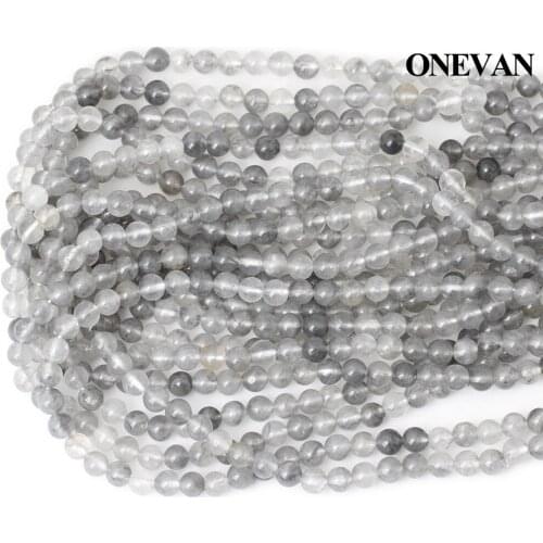 ONEVAN Natural Cloudy Quartz Beads Smooth Round Stone Bracelet Necklace Jewelry Making Diy Accessories Gift Design