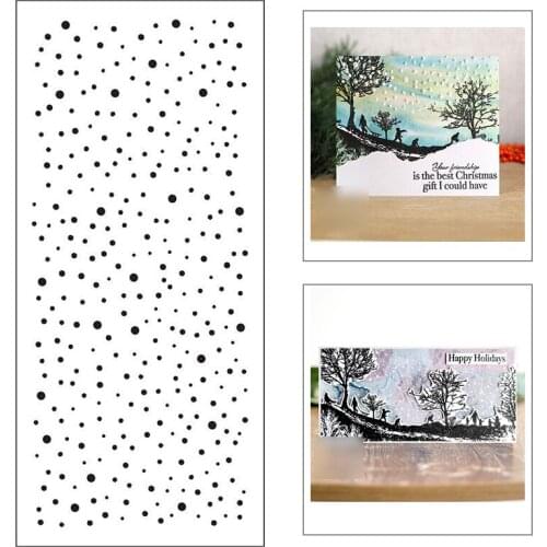 2021 New Christmas Snow Dots Pattern Plastic Stencil For Making Background Card Paper Scrapbooking No Metal Cutting Dies Stamps