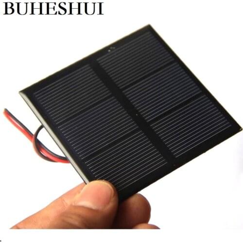 BUHESHUI Wholesale 0.7W 1.5V Mini Solar Panel Battery Polycrystalline Solar Cell DIY Solar Toy Panel +Cable/Wire 70*70MM 1000pcs