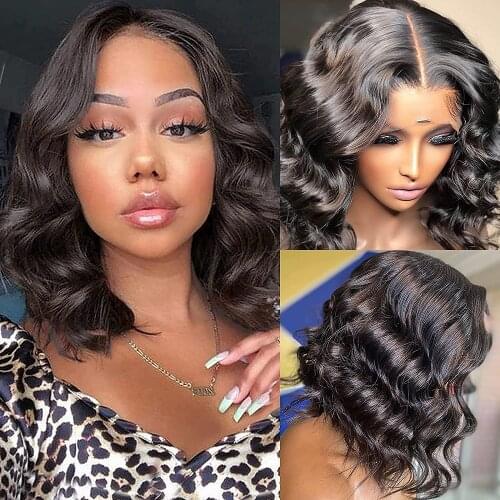 Lace Front Wigs Human Hair Brazlian Body Wave Wigs for Black Women Bob Hair Wig Pre Plucked Hairline with Baby Hair Nature Color