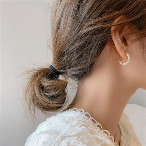 Fashion Gold Color Charms Hoop Earring For Women Paved Zircon/Pearl Circle Hoop Earrings Brincos 2021 Elegant Trend Jewelry Gift