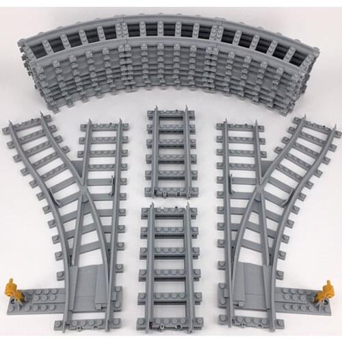 KAZI Train Track Building Bricks Plastic Rail Track for Train Straight & Curved & Furcal & Soft Tracks Block Educational Toy