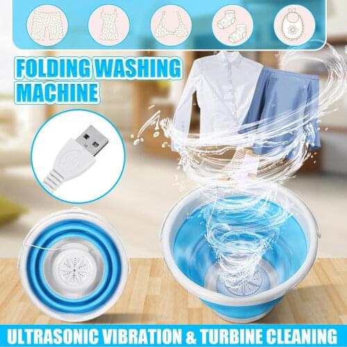 USB Folding Portable Ultrasonic Turbo Washing Machine Personal Laundry Washer TI