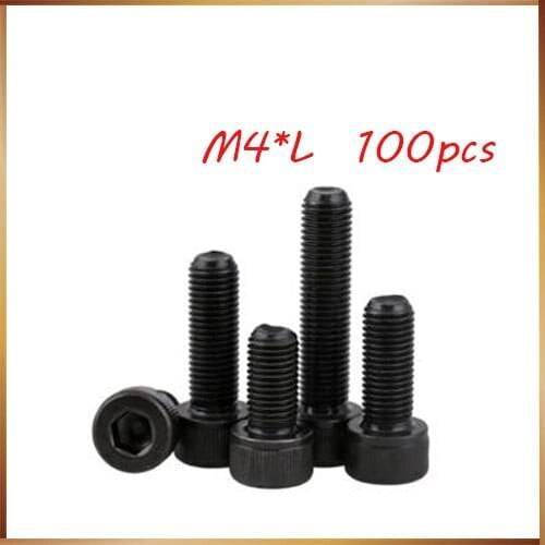 100pcs M4*5/6/8/10/12/14/16/18/20/25/30/35/40/45/50 Hexagon socket screws Hex Head Socket Cap Screw Black 12.9 Grade Bolts