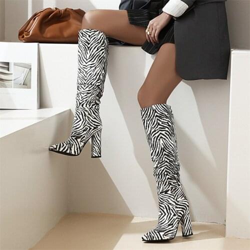 Womens Shoes Thigh High Boots Size 43 Women Shoes Grey Boots Comfort PU Pointed Toe Knee High Boots High Heels Sexy boots 34-42