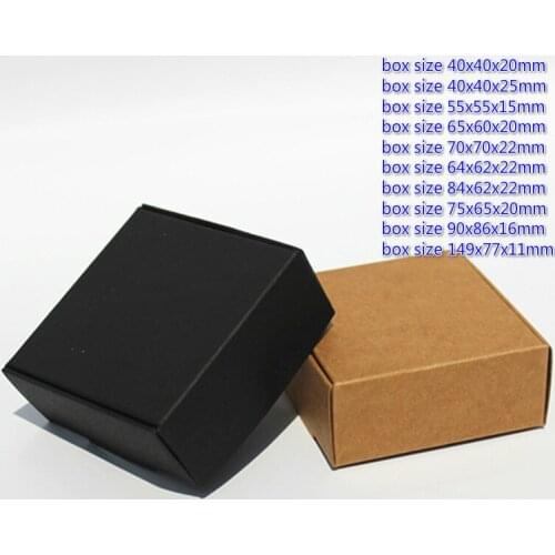 100pcs in 4x4x2cm/6x2cm/70x70x22mm/149x77x11mm folded Kraft Paper Gift Packaging Boxes For Candy Jewelry Handmade Soap Chocolate