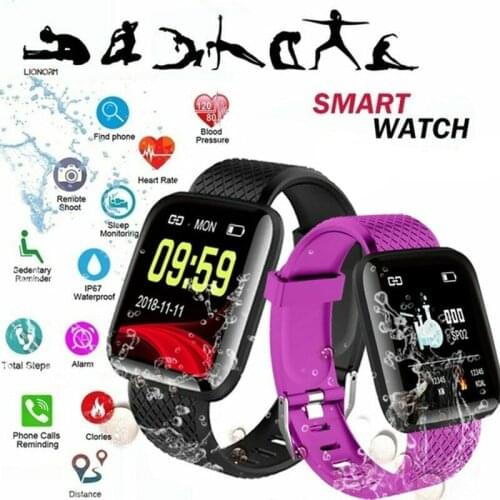 116 plus Smart Watch Men Women Blood Pressure Monitor Waterproof Fitness Tracker Bracelet Heart Rate Smartwatch For Android IOS