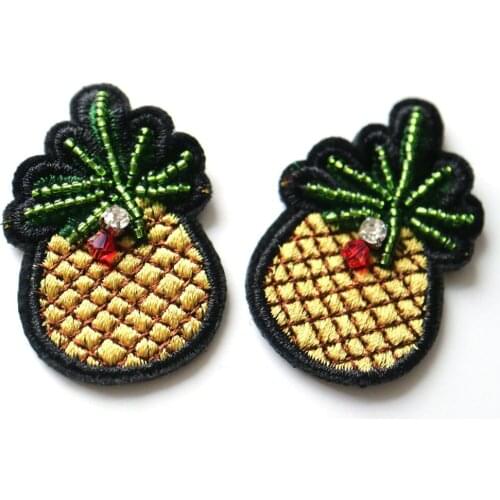 2pcs/lot Pinapple beaded patches for clothes DIY sew on parches appliques Embroidery applique parch ropa clothing accessory