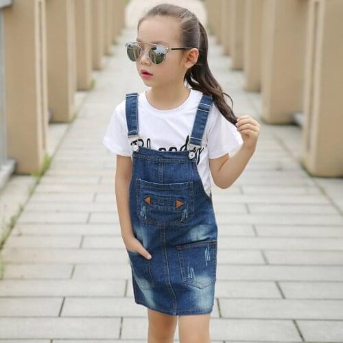 2020 Fashion Girls Denim Sling Dress Baby Birthday Dress Girls Clothes 3-10 yrs Kids Jeans Vestidos Childrens Costume Clothing