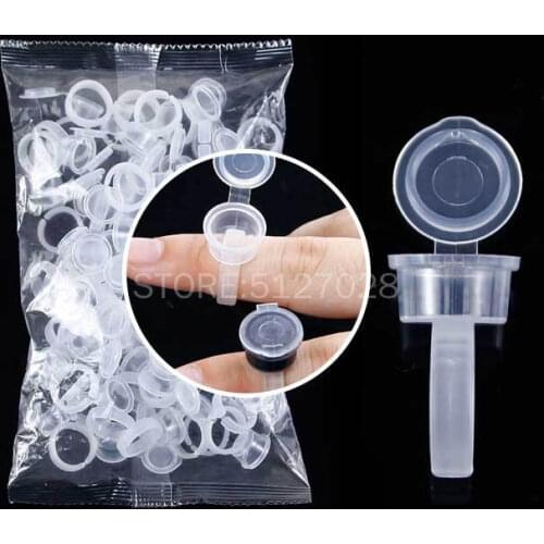 50pcs/lot Permanent Makeup Tools Eyelash Extend Ring Cup with cover Tattoo Ink Equipment Microblading needle Pigment Holder