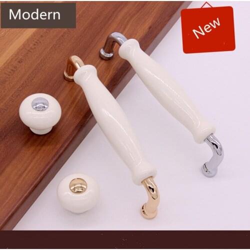 96mm 128mm silver white dresser kitchen cabinet door handles gold white ceramic drawer win cabinet pulls knobs 5" modern simple
