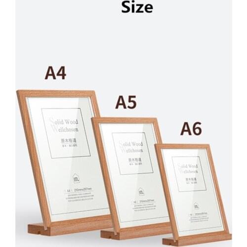A6 t and l Shaped Table Wood Sign Card Holder Stand Restaurant Advertising Menu Price Listing Holder Payment Card Flyer Display