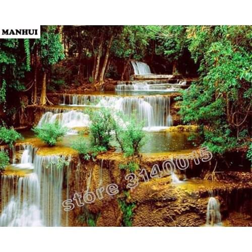 Diy 5D Resin Diamond Painting Cross Stitch Full Diamond Embroidery Waterfall Rhinestone Pasted Paintings Needlework BCD012