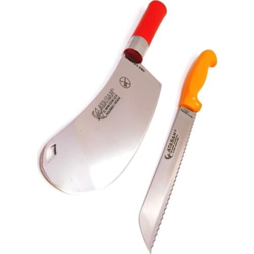 Atasan Red Craft Pita Pastry Onion Pizza Cutter Kitchen Knife Set Row Armor Serrated Bread Knife Onion Pita Crush Cutter