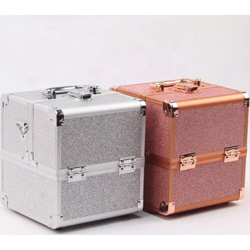 2021 New Shinny Portable Cosmetics Carry Case with Mirror