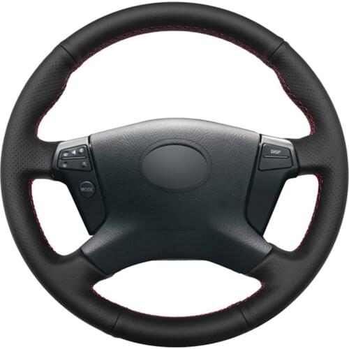 Black PU Faux Leather DIY Handsewing Car Steering Wheel Cover for Toyota Avensis 2003-2007