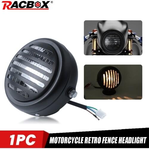 1pc 6.5 inch Motorcycle Headlight CG125 GN125 Motorbike Round Head Lamp 12V 35W High Low Beam For Honda Yamaha Suzuki Cafe Racer