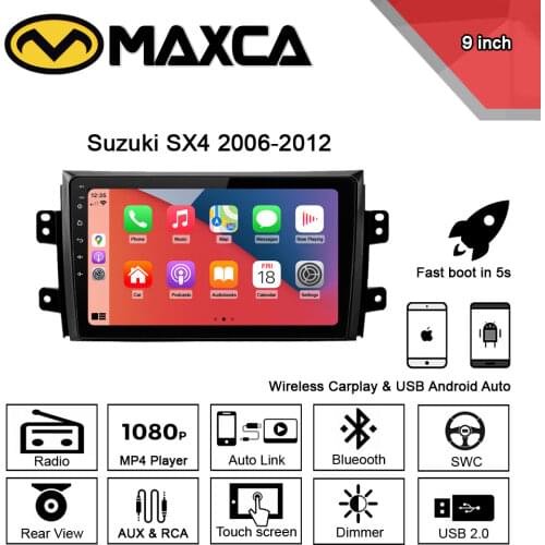 MAXCA 9 inch Wireless Carplay & Android auto radio For Suzuki SX4 Multimedia Video Player
