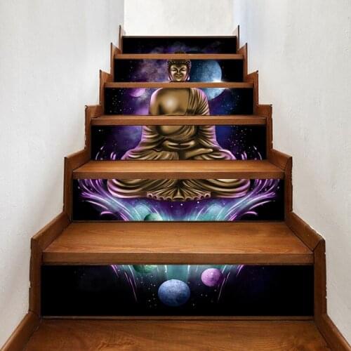 Decal Home Decor DIY Buddha Statue Dream Stair Sticker Self Adhesive Paper for Living Room PVC Waterproof 3D Print Sticker Art