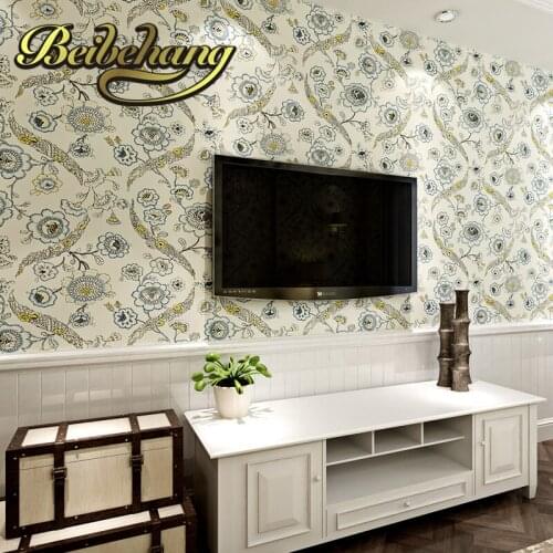 Beibehang wall paper. Pune Southeast Asian style non-woven bedroom living room sofa backdrop wallpaper classic big flower garden