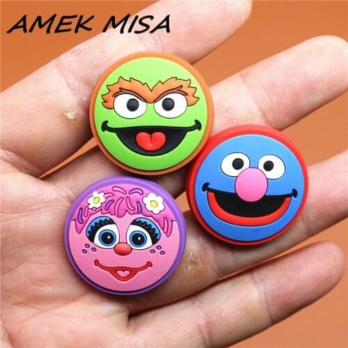 Original PVC Shoe Buckle Accessories Cartoon Pink Green Blue Monsters Shoes Decoration Jibz for Croc Charms Bracelets Kids Gifts