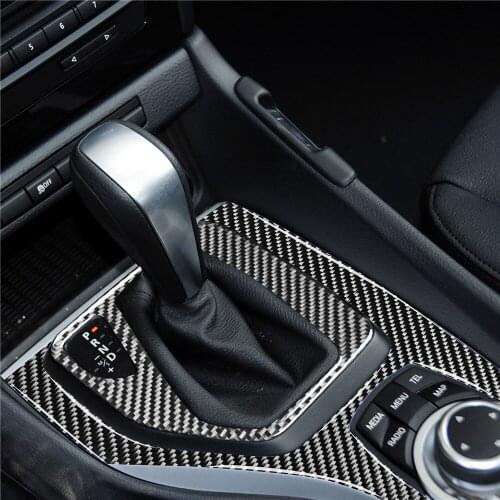 Carbon Fiber Gear Shift Panel Frame Cover Trim for BMW X1 E84 2011-2015 Stylish Car Accessories Stickers Interior Decoration LHD