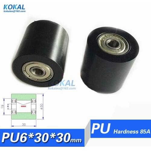 [PU0630-30]Free shipping PU TPU big ball bearing 6*30*30mm double ball bearing rubber pulley wheels