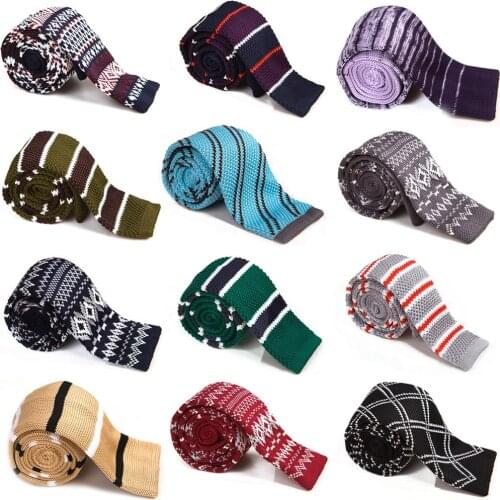 Ricnais 5.5cm Knitted Neck Tie Slim Ties For Men Wedding Gift Mens Skinny Ties Colorful Knit Ties Striped Slim Women Ties