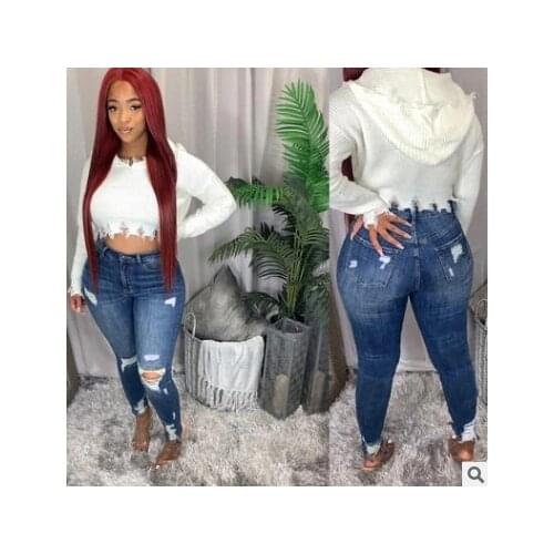Stretch Ripped Jeans For Women Skinny High Waist Jeans Slim Denim Pants Hole Jeans Push Up Pencil Pants Woman Plus Size 3XL