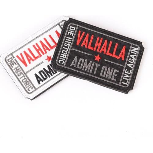 Tactical Ticket to Valhalla Badge Military Vikings Fabric Embroidered Patch Fabric Max Armband Mad Stickers