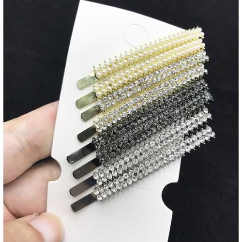 2Pc Classic Fashion Pearl Zircon Hair Stick Shining Hair Pins Crystal Rhinestones Hair Clips Women Hair Accessorie Jewelry