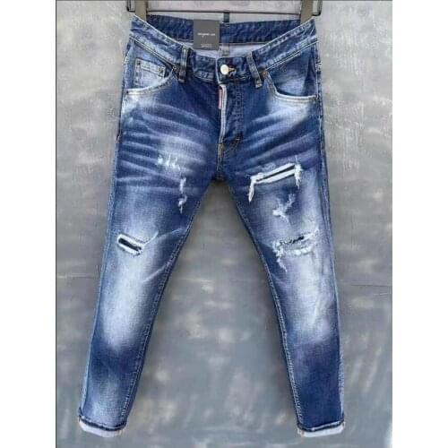 Dsquared2-Mens summer trousers and jeans, fashion casual paint spraying process, quality denim with holes 9139