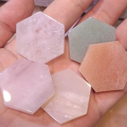 1pc Natural crystal carving hexagon crystal shape Healing Stone Home Decoration