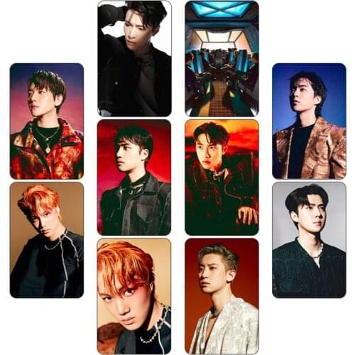 10Pcs/Set Kpop EXO Special Album DON'T FIGHT THE FEELING Stikcy Photo Card High Quality Crystal Card Stickers For Fans Gift