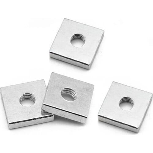 100pc Square Thin Nut M3 M4 M5 M6 Galvanized Zinc Plated Thin Block Quadrangle Block GB39 Compatible with Prusa MK3 Carbon Steel