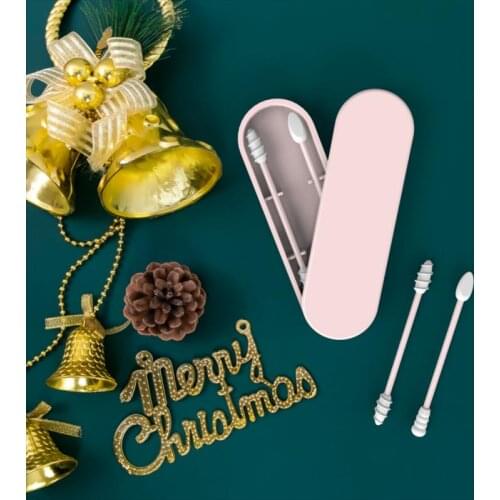 2Pcs/box Reusable Cotton Swabs Double-headed Face Ear Cleaning Makeup Brushes Cosmetics Portable Silicone Buds Swabs Tool