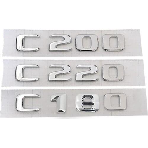 3D Chrome Discharge Capacity Refitting Badge Sticker Car Trunk Rear Emblem Chrome Number Letters For Mercedes C180 C200 C220