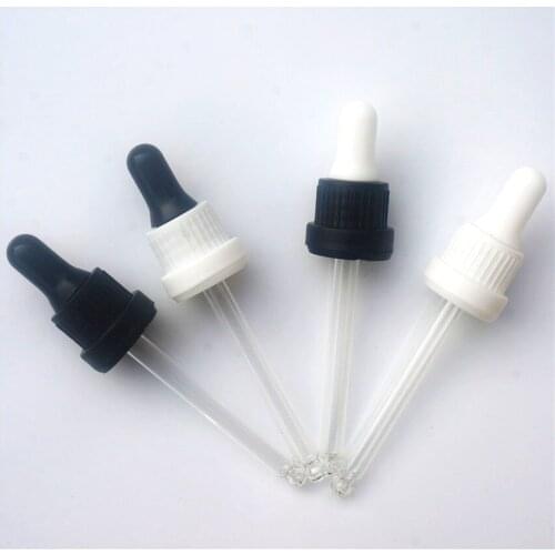 5-100ml 20-300pcs Essential Oil Bottles Cap White Plastic 18/410 Cover Dropper Lid Black Glue Head Lid with Glass Dropper Pipe