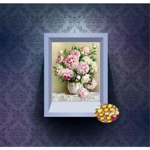 Crystal round drill peony modern home decoration diamond painting flowers needlework 5d diy diamond embroidery painting 30x40