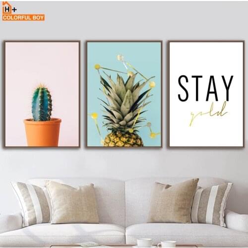 COLORFULBOY Wall Art Canvas Painting Cactus Pineapple Modern Posters And Prints Wall Pictures For Living Room Decoration