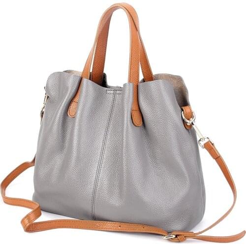 Genuine Leather handbags head layer cowhide litchi grain women handbags fashion Portable shoulder messenger bags composite bags